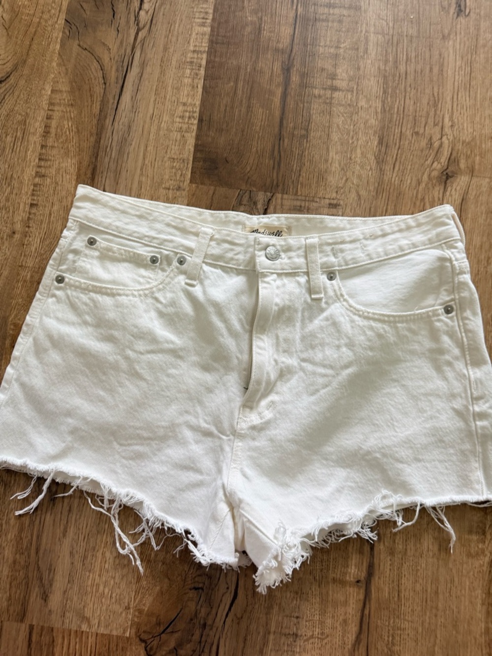 Madewell White Raw-Hem Denim Shorts